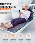 Woman using Full Body Massage Mat With Heat And Shiatsu Vibration for deep tissue relief on recliner