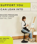 Standing Desk Chair For Tall Desks With Back Support And Handles To Improve Posture And Balance Boss Level Ergonomic Home Office Stool For Work From Home Light Gray, woman painting on stool