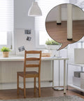 Modern desk and chair with a detail of adhesive neoprene sponge foam roll used on chair legs for protection.