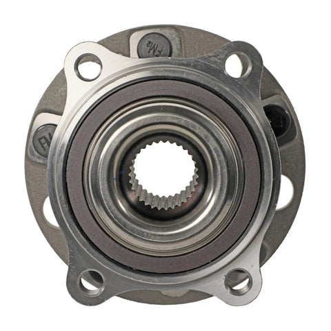 Heavy Duty Front Wheel Bearing And Hub Assembly For 2019 2023 Hyundai Kia, detailed front view showing metal races and hub.  