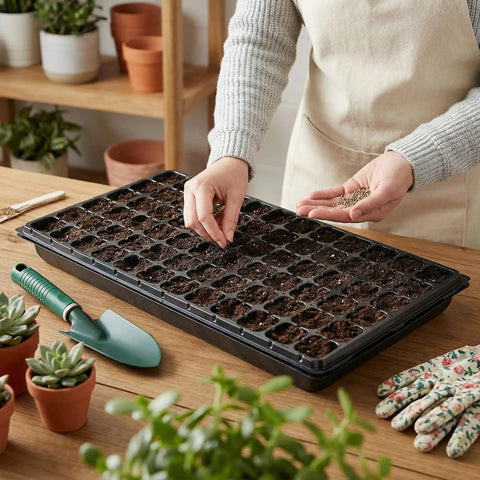 72 Cell Seed Trays With Drainage Trays For Seed Germination Durable Plastic Plant Trays 21 By 11 By 1.81 Inches Set Of 10 Great For Vegetables Flowers Herbs And Fruit Seed Starting