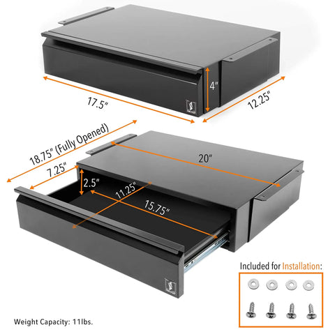 Solid Under Desk Drawer With Smooth Glide Tracks, No Fuss Pull Out Storage Bin, Quick Mount Workstation Rack, Super Clean Office Setup Organizer Black