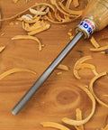 Pro Grade Three Piece Spindle Gouge Set For Woodturning Built Tough For Heavy Duty Cuts With Rock Solid Beech Handles on wood shavings.