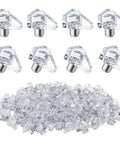 Heavy Duty Clear Shelf Support Pegs For Cabinet Furniture And Bookshelves 100 Pack, clear PVC pins and steel core design.