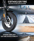 Epic Foldable Electric Bike For Adults With 750W Peak Power And 23 MPH Max, 14 Inch Compact Ebike, 48V 12Ah Battery, 35 Mile PAS Range, Ideal For Commutes And Weekend Joyrides; 14x2.125 tire on city, snow, sand and mountain roads