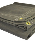 Folded Canvas Tarp 8x10 Feet Olive Drab Heavy Duty Water Resistant Mildew Resistant With Double Stitched Hems Industrial Grade