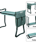 Folding Garden Kneeler Seat With Thick Foam Kneeling Pad Portable Garden Bench Stool Tools Pouch Steel Construction