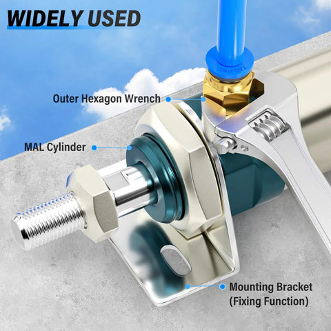 Blue Straight Push To Connect Fitting For 4mm Tube OD M5 Thread With Sealing Ring Copper And Plastic Pneumatic Quick Connect Connector installed