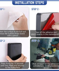 Installation steps for No Drill Transducer Mounting Kit with adhesive application and curing process for boats.