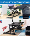 Sit Stand Keyboard Tray For Desk With Height Adjustable Riser And Large 23.6 Inch By 11.8 Inch Surface showcasing scissor lift vs conventional lift