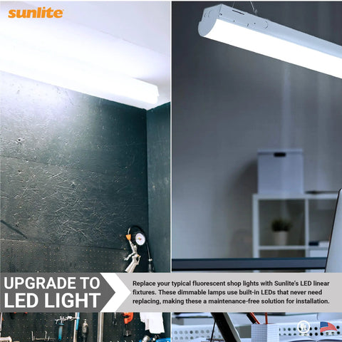 3 Ft LED Garage Linear Wraparound Light Fixture, Ceiling Flush Mount, 25W, 5000K Daylight White, aluminum body installed