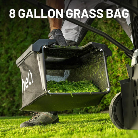 18 Inch Electric Self Propelled Cordless Lawn Mower With Brushless Motor, Lightweight Yard Workhorse No Fuss, 6 Height Settings From 0.98 To 2.95 Inches, Dual 20V 4.0Ah Batteries Included, Easy Start, Low Maintenance Lawn Care, 8-gallon grass bag on mower
