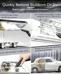 CUTPOIY 2500W High Pressure Steam Cleaner cleaning tough greases from kitchen surfaces and vehicle detailing.