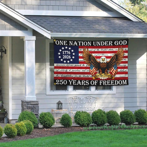 Patriotic 250th Anniversary USA Flag 3x5 Ft Double Sided Outdoor Banner Durable 3 Ply Polyester Yard Flag For 4th Of July.