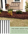 Heavy Duty Landscape Spikes 8 Inch Pack Of 100 For Weed Barrier And Paver Edging, Spiral Anchoring Stakes shown in garden use