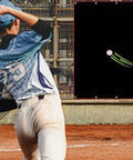 Baseball player swinging near Backyard Baseball Batting Cage Backstop Built From Heavy Duty Vinyl Tarp 4x6 Foot With Copper Grommets
