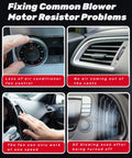 Ford HVAC Blower Motor Resistor for F150 F250 F350 F450 F550 Super Duty and More, showing blower issues like AC control and vent problems.