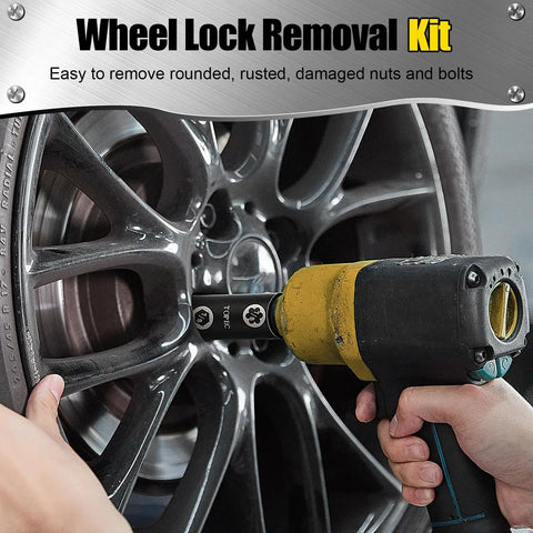 2-In-1 Lug Nut Extractor And Socket Kit For Wheel Locks used on car tire, 7-piece flip socket set with half inch drive