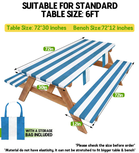 Road Trip Ready All Purpose Picnic Table Cover With Bench Covers Set Includes 1 Table Cover And 2 Bench Covers For 72 Inch Tables