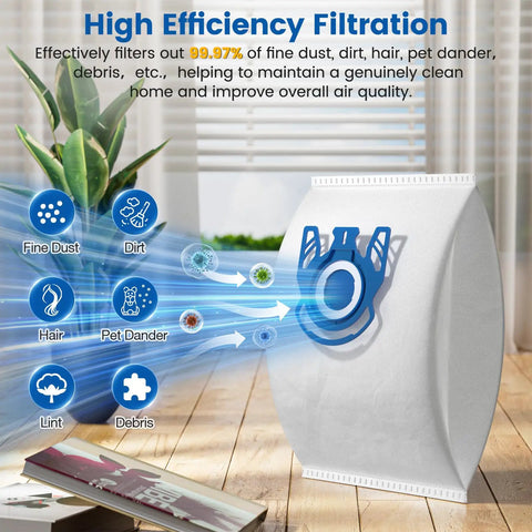 20 Pack 3D Airclean GN Vacuum Bags For Classic C1 Complete C1 C2 C3 And S Series Canister Vacuums Replacement Bags Beefy Suction Ready, Compatible With S227 S240 S270 S400 S2 S5 S8