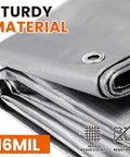 Beefy All Weather Heavy Duty Waterproof Tarp 16 Mil Thick, 10x12 Feet, Reversible Poly Tarp with Grommets, UV Resistant