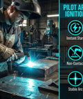 Wsd60 Plasma Cutter Torch Gun Features A Rock Solid 23 Foot Cable And High Frequency Pilot Arc for non-contact ignition and stable arc.