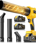 Powerful Cordless Leaf Blower With Two Batteries And Charger Lightweight Handheld Turbo Blower With Dual Nozzles And Three Modes