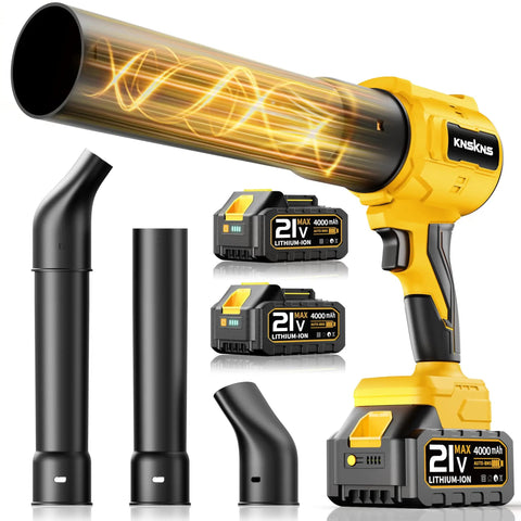 Powerful Cordless Leaf Blower With Two Batteries And Charger Lightweight Handheld Turbo Blower With Dual Nozzles And Three Modes
