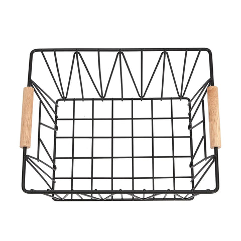 Sleek Stackable Wire Storage Baskets Set Of Three For Closet Organization And Home Stash Heavy Duty Powder Coated Steel Containers For Linens Clothes And Black Finish