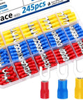 245 Pcs Fork Spade Wire Connectors Kit For 22-16 16-14 12-10 AWG M4 U Type Crimp Terminals Tinned Red Blue Yellow Color Set