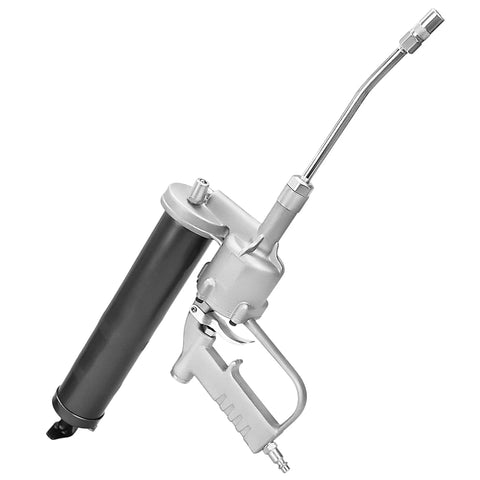 Hi Power Air Operated Grease Gun Heavy Duty Workhorse With 14 Ounce Capacity 6000 PSI and 6 Inch Steel Extension shown on white background