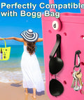 Close-up of pink Bogg Bag with Six Pack Bogg Bag Accessories Hooks Kit holding sunglasses and keys