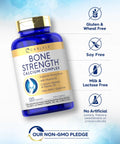 Bone Strength Calcium Complex Supplement With Vitamin D3 Magnesium Zinc K2 Boron 120 Capsules Non GMO Gluten Free For Stronger Bones