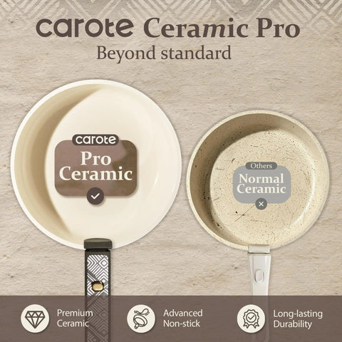 Comparison of Carote Ceramic Pro and normal ceramic nonstick cookware.