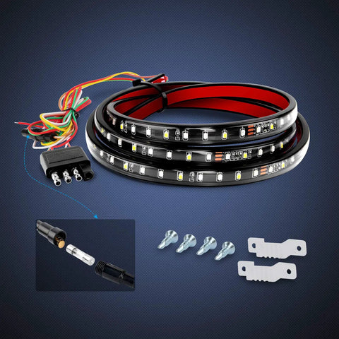 49 Inch LED Tailgate Light Strip With 90 LEDs In Red And White for running lights, brake, turn signals, reverse light, with installation kit