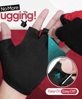 Kids Cycling Gloves With Non Slip Palm Grip Half Finger Design for Boys and Girls showing easy on-off feature in black fabric