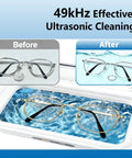 Glasses before and after cleaning in Slick Pro Level Ultrasonic Jewelry Cleaner With 49Khz Deep Wash Power and Five Auto Modes.
