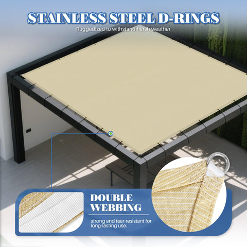 18x38 Sun Shade Sail With Straight Edge Grommets UV Blocking Shade Cover for Outdoor Pergola with stainless steel D-rings