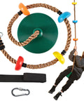 Kid Friendly Tree Swing With Disc Seat And Climbing Rope Carabiner And 4 Ft Strap Easy Install Backyard Playground Accessory For Treehouse