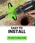 Auger Drill Bit For Planting 4 X 12 Inch Garden Spiral Hole Planter used with cordless drill for easy hole digging.