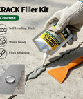 Self Leveling Concrete Crack Filler And Waterproof Sealant Dead Simple Fixin Up Driveway Cracks Masonry Patch Kit That Works Like A Champ In Three Pack being dispensed onto cracked concrete.