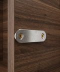 Flat Straight Brace Set 100 Pcs 2.2x0.6in Stainless Steel Shelf Brackets mounted on wooden cabinet