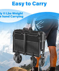 Folded Heavy Duty Folding Wagon Cart With Wheels for easy carrying, 11 lbs lightweight design, alloy steel frame and 600D fabric.