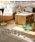 Upgraded Handheld Steam Cleaner 1.9Qt Big Tank Heats In Eight Seconds For Tile Floors Cars And Grout With 18 Pieces Of Accessories For Deep Clean Home Auto Detailing Safe No Burn Touch showing a woman cleaning kitchen countertops.