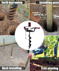 Powerful 1500W Electric Post Hole Digger with 6 Inch Auger Bit used for fence posts, deck installing, and tree planting.