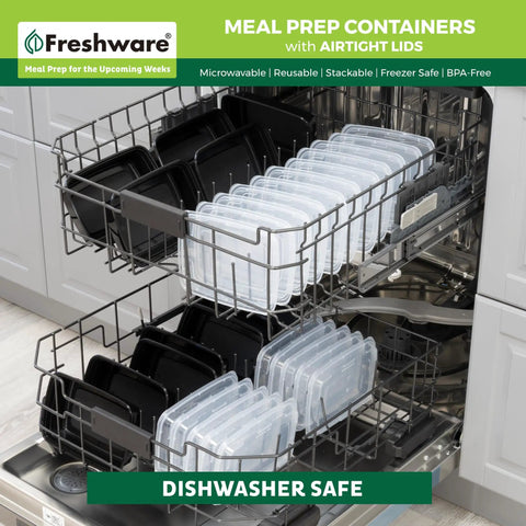 50 Pack Meal Prep Containers With Lids, 1 Compartment Bento Boxes, 24 Oz Each, BPA Free in dishwasher