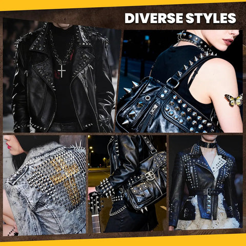 Dope Punk Spikes And Studs Kit With 500 Sets In 11 Sizes For Jackets Shoes Belts Bags And Leather Craft DIY Accessories