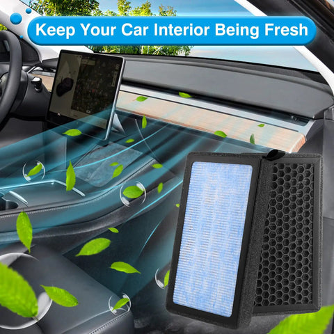 Tesla Model 3 Model Y Cabin Air Filter 2 Pack With HEPA Activated Carbon Replacement 1 To 1 Fit For 2016-2025 Cars, cabin filter displayed
