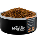 Game Changer Rock Solid Extra Thick Stainless Steel Dog Bowl 64 Oz Large Heavy Duty Pet Water And Food Dish with kibble.
