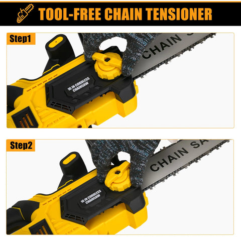 Tool-free chain tensioner on 16 Inch Brushless Cordless Chainsaw Compatible With 40V Max Battery for easy adjustment